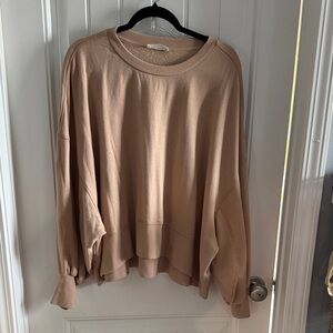 Zenana Outfitters Light Brown Crew Neck Sweater
